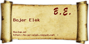 Bojer Elek névjegykártya